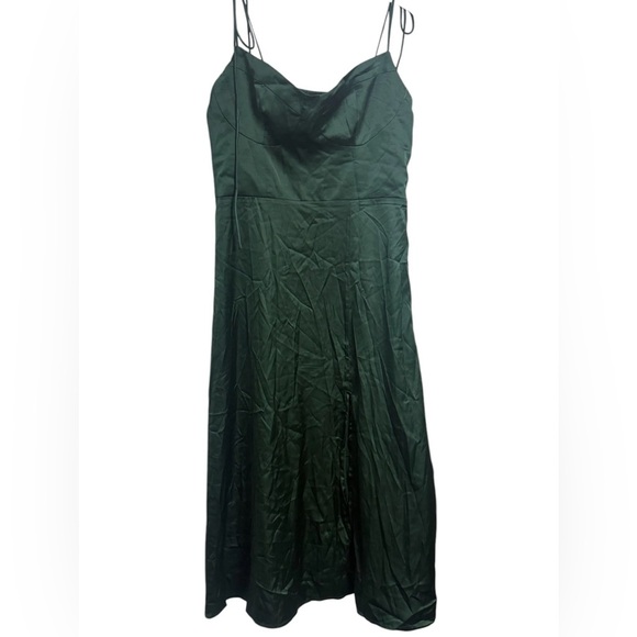Cider Dresses & Skirts - Women's Slip Dress Medium Green Side Zip Smocked Back Spaghetti Strap